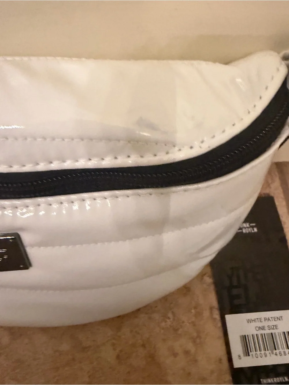 Little Runaway - White Patent | Quilted Puffer Belt & Crossbody Bag